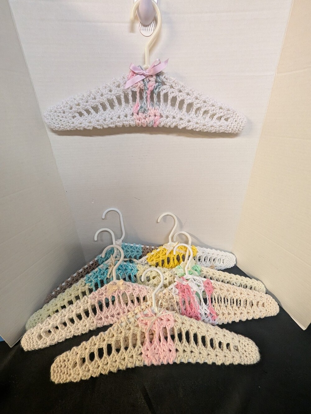 Vintage Handmade Crocheted Hangers Lot Bundle Of 8